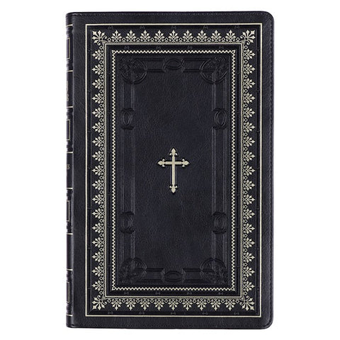 KJV Deluxe Gift Bible-Black Frame LuxLeather w/Cross Indexed