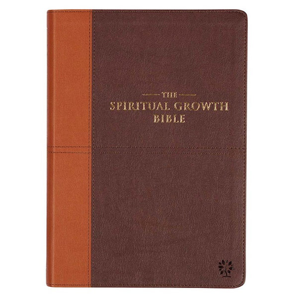 NLT Spiritual Growth Bible-Espresso/Toffee Brown Two-Tone LuxLeather Indexed