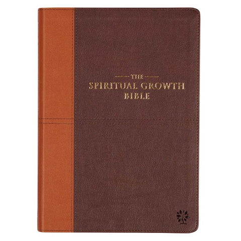 NLT Spiritual Growth Bible-Espresso/Toffee Brown Two-Tone LuxLeather Indexed