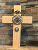 Quarter Sawn Oak Wall or Table Cross Jeweled Watching Over You