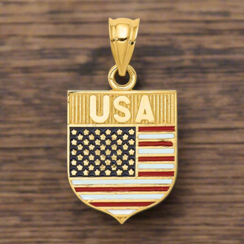 14k USA Flag Enameled Pendant Cheer USA at the Olympics