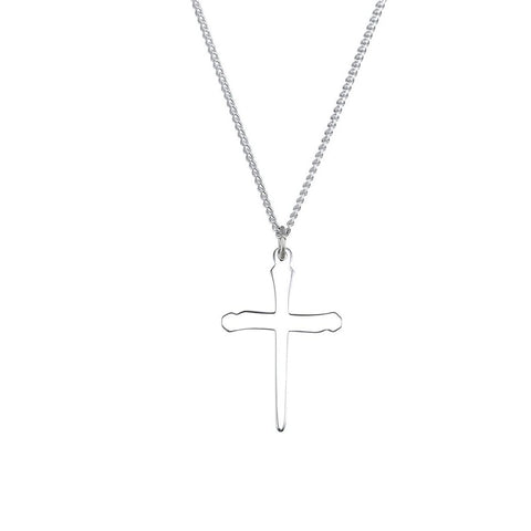 Sterling Silver Two Tone Nail Cross Necklace