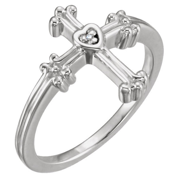 Diamond Cross Ring Sterling Silver