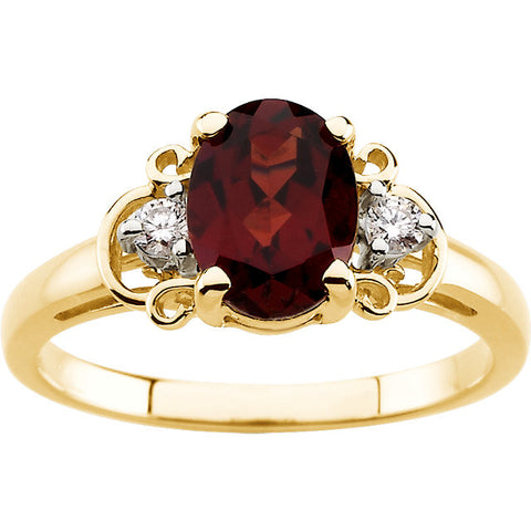 14kt Yellow Mozambique Garnet & .06 CTW Diamond Accented Ring