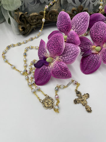 MARY'S MOTHERLY LOVE COLLECTION BLUE & GOLD ROSARY