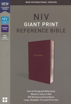 NIV Giant Print Reference Leather-look Bible-Burgundy