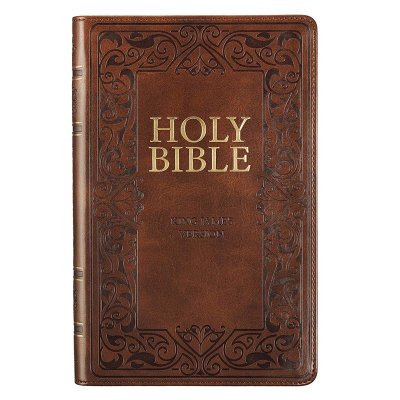 KJV Holy Bible-Brown LuxLeather with Filigree Border Indexed