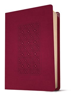 KJV Giant-Print Personal-Size Bible, soft leather-look, Diamond Frame Cranberry (Indexed)