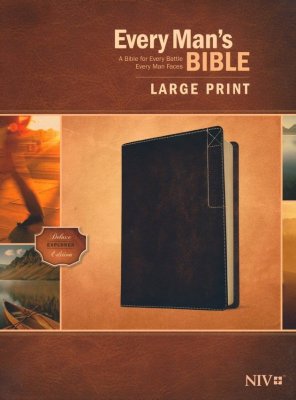 NIV Every Man's Personal Bible Large Print, Rustic Brown - Deluxe Explorer Edition - Indexed