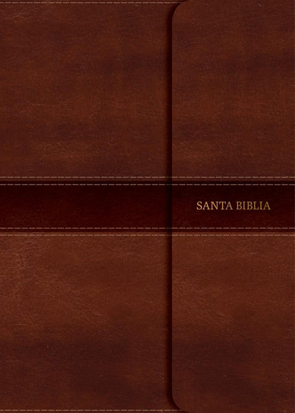 Spanish RVR 1960 Large Print Personal Size Bible-Soft Leather-Look Brown with Magnetic Flap Indexed