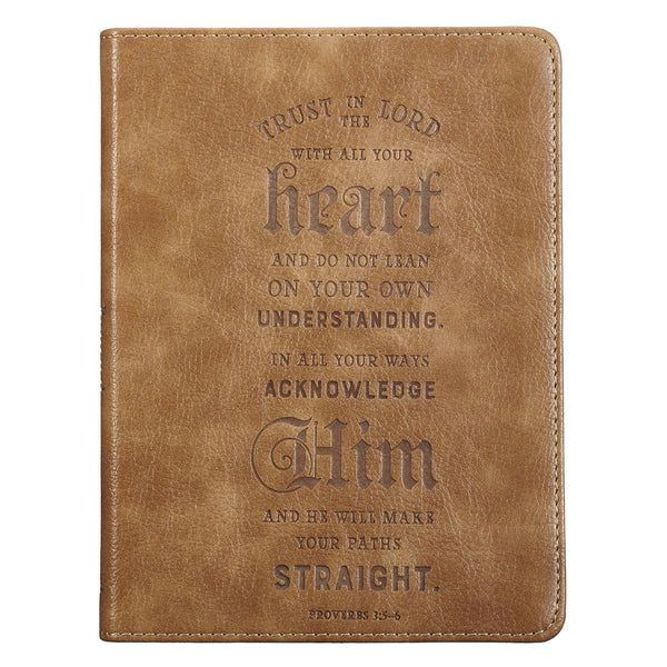 Trust in The Lord Faux Leather Journal Brown - Proverbs 3:5-6