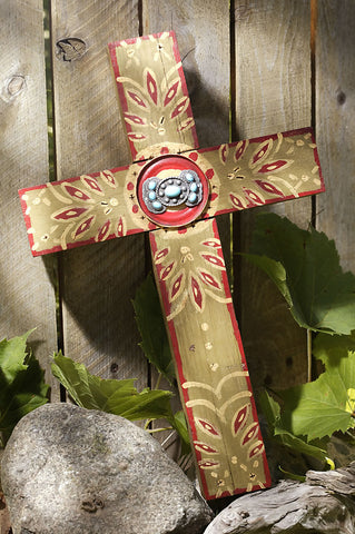 Rustic Olive Concho Cross with Turquoise