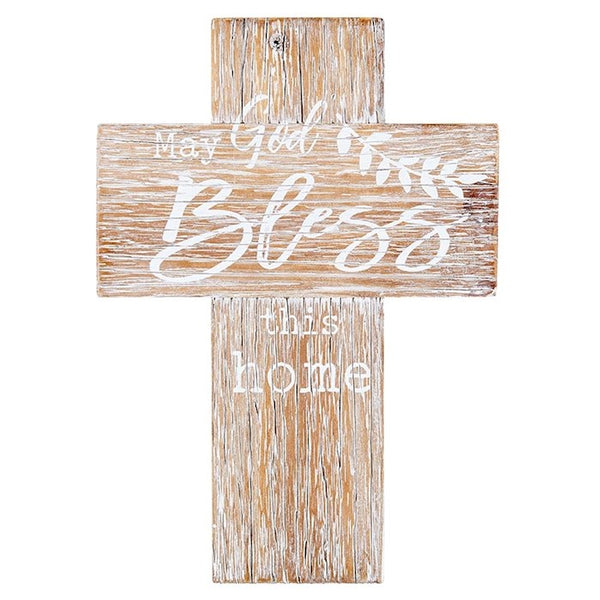 Wall Cross-Fir Wood-May God Bless This Home (12"H)