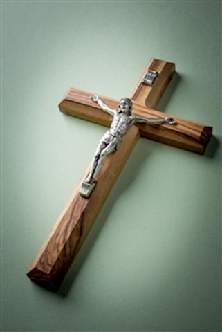 Cross-Olive Wood-Plain Crucifix (8")