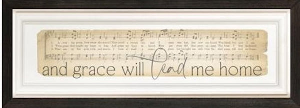 Framed Art-Vintage Praise-And Grace Will Lead Me Home (20.75" x 7.75")