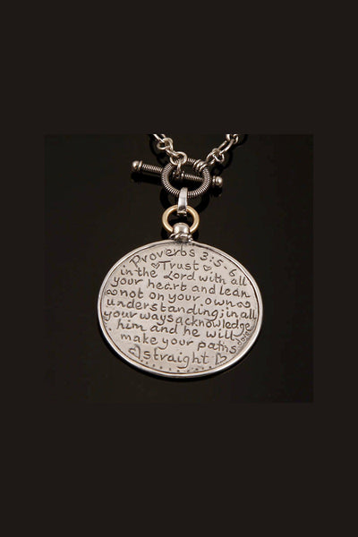 Sterling Silver Proverbs 3:5-6 Reversible Looking Glass Necklace