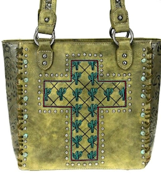 Tote Bag-Cactus Collection w/Cross-Green