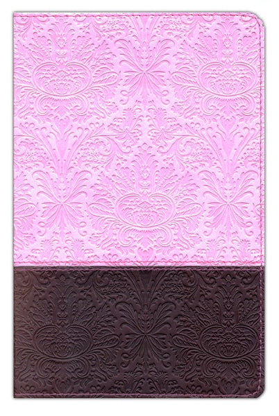 NLT Personal Size Large Print, TuTone Pink and Brown Imitation Leather