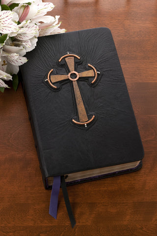 Handbound Custom Engraved Leather Bible Celtic Cross Bible-KJV or NIV or NAB