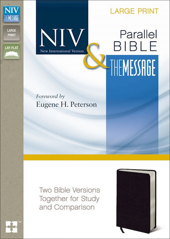 NIV & The Message Parallel Study Bible Large Print-Black Bonded Leather