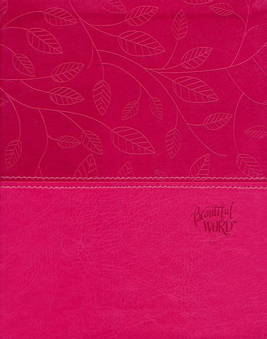 NIV Beautiful Word Bible (Full Color)/Large Print-Pink/Cranberry Leathersoft 500 Full-Color Illustrated Verses
