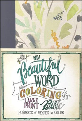 NIV Beautiful Word Coloring Bible/Large Print-Navy/Floral Hardcover