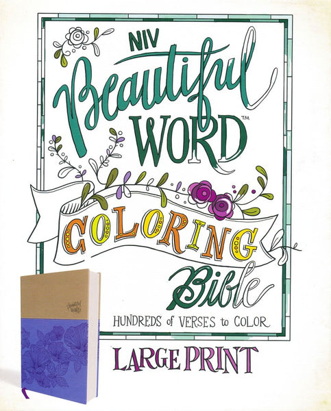 NIV Beautiful Word Coloring Bible/Large Print-Purple/Tan Leathersoft Hundreds Of Verses To Color