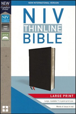 NIV Thinline Bible/Large Print (Comfort Print)-Black Bonded Leather