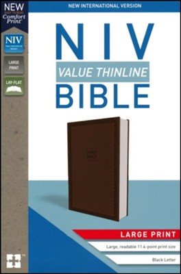 NIV Value Thinline Bible Large Print Brown, Imitation Leather with Holy Bible
