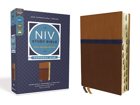 NIV Study Bible/Personal Size (Fully Revised Edition) (Comfort Print)-Brown/Blue Leathersoft Indexed