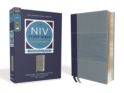 NIV Study Bible/Personal Size (Fully Revised Edition) (Comfort Print)-Navy/Slate Blue Leathersoft