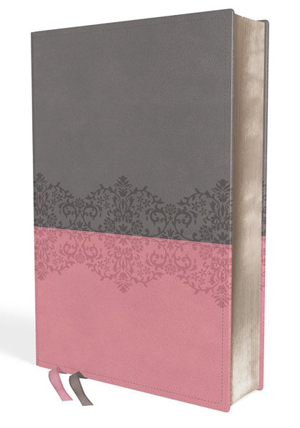 NIV Life Application Study Bible (Third Edition)-Gray/Pink Leathersoft Indexed