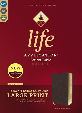 NIV Life Application Study Bible/Large Print (Third Edition)-Burgundy Bonded Leather Indexed