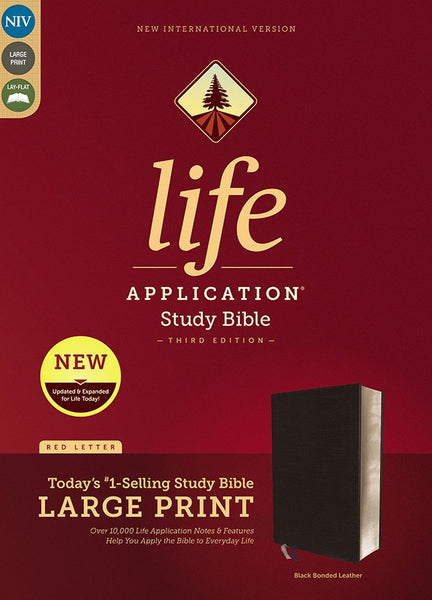 NIV Life Application Study Bible/Large Print (Third Edition)-Black Bonded Leather