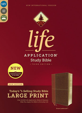 NIV Life Application Study Bible/Large Print (Third Edition)-Brown Leathersoft Indexed