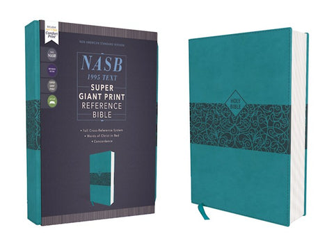 NASB Super Giant Print Reference Bible (Comfort Print)-Teal Leathersoft