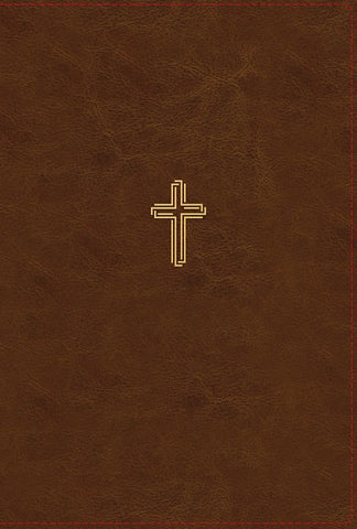 NASB Thinline Bible/Giant Print (Comfort Print)-Brown Leathersoft Indexed --- Limited Quantities Available