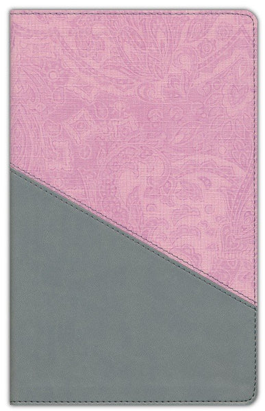 NIV Personal Size Large Print Bible (Comfort Print)-Pink/Gray Leathersoft