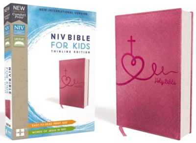 NIV Thinline Bible For Kids (Comfort Print)-Pink Leathersoft