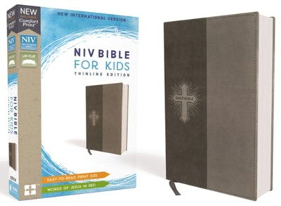 NIV Thinline Bible For Kids (Comfort Print)-Gray Leathersoft Thinline Edition