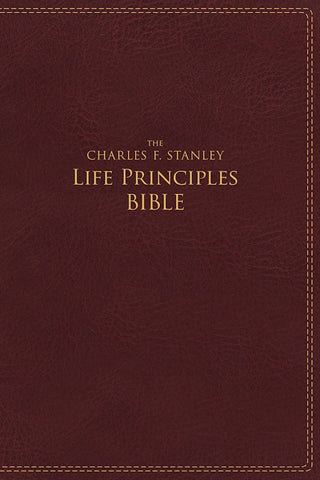 NIV, The Charles F. Stanley Life Principles Bible, Imitation Leather, Burgundy, Indexed