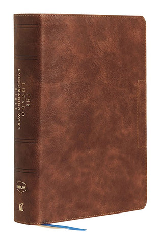 NKJV Lucado Encouraging Word Bible (Comfort Print)-Brown Leathersoft Indexed Holy Bible, New King James Version