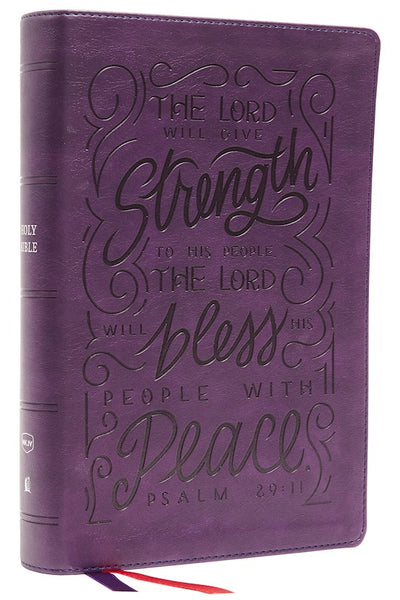 NKJV Giant Print Center-Column Reference Bible, Verse Art Cover Collection (Comfort Print)-Purple Leathersoft