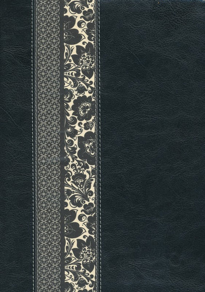 NLT Study & Life Application Parallel Study Bible Tutone Black Ornate Floral Fabric Indexed