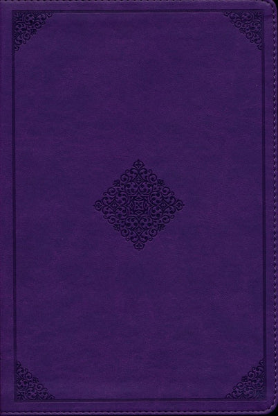 ESV Large Print Thinline Reference Bible-soft leather-look, purple with ornament design, Limited Quantities Available