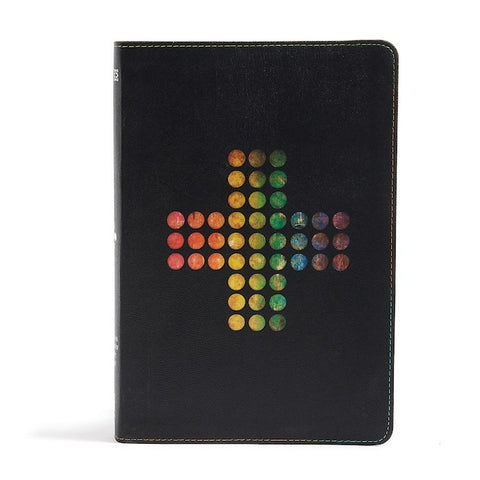 NIV Rainbow Study Bible, Pierced Cross Black LeatherTouch Indexed