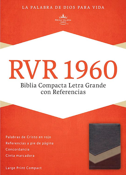 Spanish RVR 1960 Large Print Compact Bible-Soft Leather-Look Brown