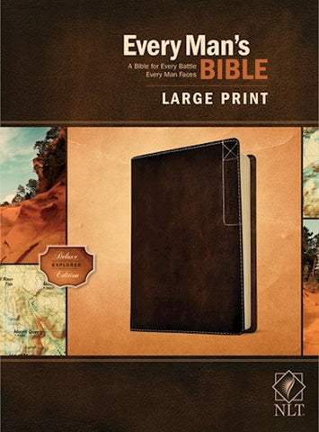 NLT Every Man's Bible/Large Print (Deluxe Explorer Edition)-Rustic Brown LeatherLike Indexed