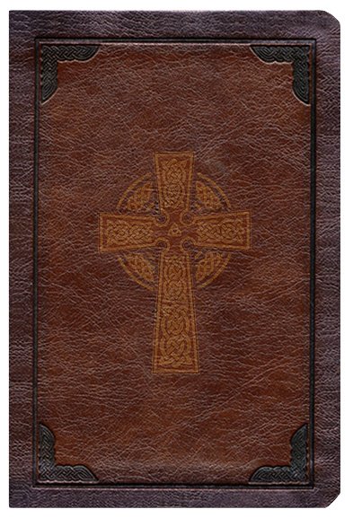 KJV Large Print Compact Reference Bible-Brown Celtic Cross LeatherTouch