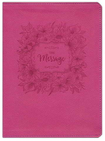 Message/Large Print Bible (Numbered Edition)-Dusty Rose Floral LeatherLook